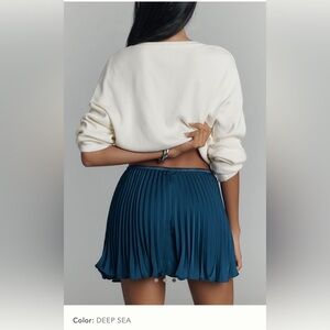 Anthropologie Blue Pleated Shorts